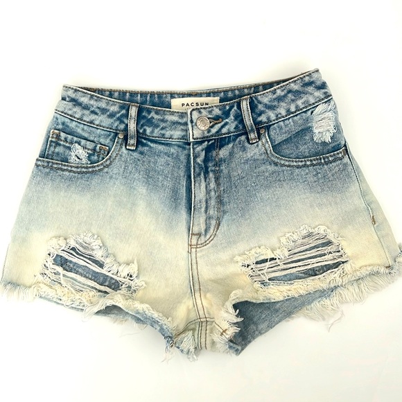 PacSun Pants - PACSUN Jean Shorts Size 23 Bleached Ombré Distressed High Rise Shorts